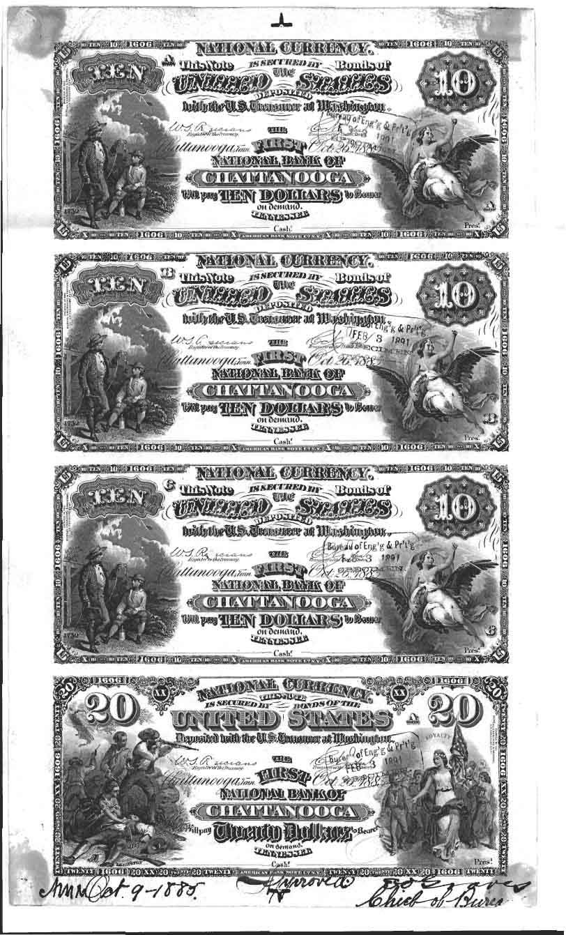 First NB Sheet 3$10 1$20 10-26-1885 ABN